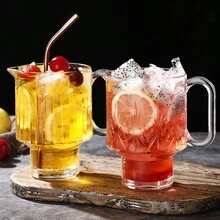 1入熱飲玻璃杯[600ml]大容量飲料杯，附手柄，可盛裝水果茶、冰果汁和奶茶 - 無色 - 查看 3