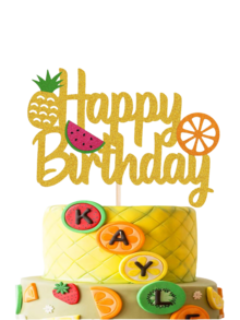 1 pieza Decoración para pastel de frutas "Feliz cumpleaños" con tema de verano de piña, limón, sandía y naranja para fiesta - Multicolor - Ver 2