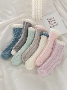 5 pares de calcetines de invierno lindos y cómodos de felpa para damas - Multicolor - Ver 5