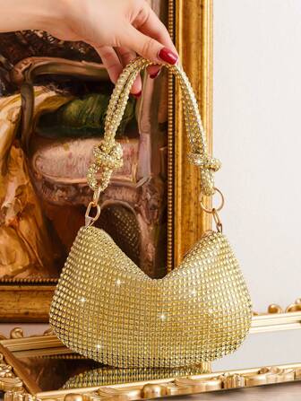 水钻装饰晚会手提包、手拿包、舞会钱包、手机包、手工制作、优雅百搭的女士时尚包、迷人水钻包