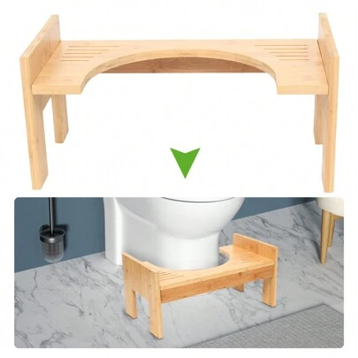 Toilet Stool Bamboo Wooden Toilet Stool Footstool Children's Toilet Aid For Constipation, Irritable Bowel Syndrome, Flatulence, Bloated Stomach 45 X 25 X 22.5 Cm