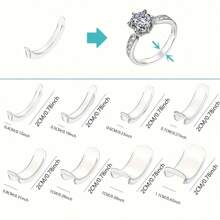 8pcs Ring Adjuster Ring Size Ruler For Loose Rings Ring Guard For Loose Rings Fits Any Ring, Invisible Ring Size Adjuster Will Never Slip Off And Rotate - White - View 1