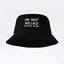 1頂WEIRD刺繡漁夫帽，男女皆可穿戴的時尚可調式防曬帽，適用於戶外活動，適合當父親節禮物 - 黑色 - 查看 6