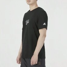 Adidas Men's Basketball Casual Round Neck Printed Breathable Short Sleeve T-Shirt - Black - View 2