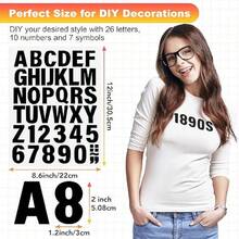 2 Inch Iron On Letters And Numbers For Clothing, 10 Sheets 430 Pieces Vinyl Heat Transfers Letters With A-Z And 0-9 Iron On Letters For Fabric Numbers Alphabet Sticker For T-Shirt Designs DIY Craft,Black And White - Black and White - View 2