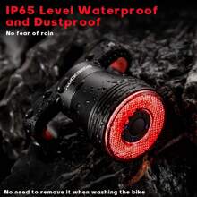 ROCKBROS Bike Rear Tail Light, USB Rechargeable Smart MTB Bicycle LED Taillight, IP65 Waterproof, 4 Lighting Modes, 2 Easy Installation Modes - Dark Grey - View 4