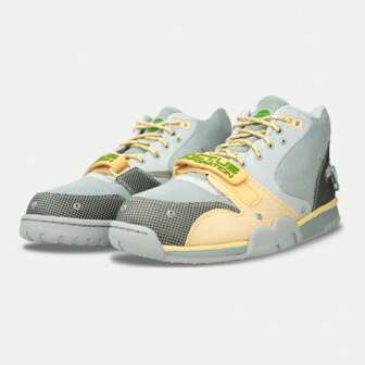 Nike Air Trainer 1 SP X Travis Scott Grey Haze 2022 (DR7515-001) Men Size 6-13 For Men Detachable Covered Anti-Slip, Balanced And Wear-Resistant Mid-Top Sports Shoes