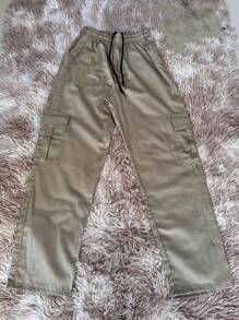 Women Pants - 卡其色 - 查看 2