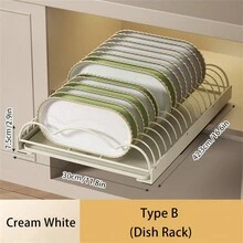 1入組帶碗碟架拉出式櫥櫃收納盤，免打孔調味碗碟和碗碟存放架，耐用收納和組織滑動式餐具櫃架，適用於廚房，家庭廚房用品 - 彩色 - 查看 13