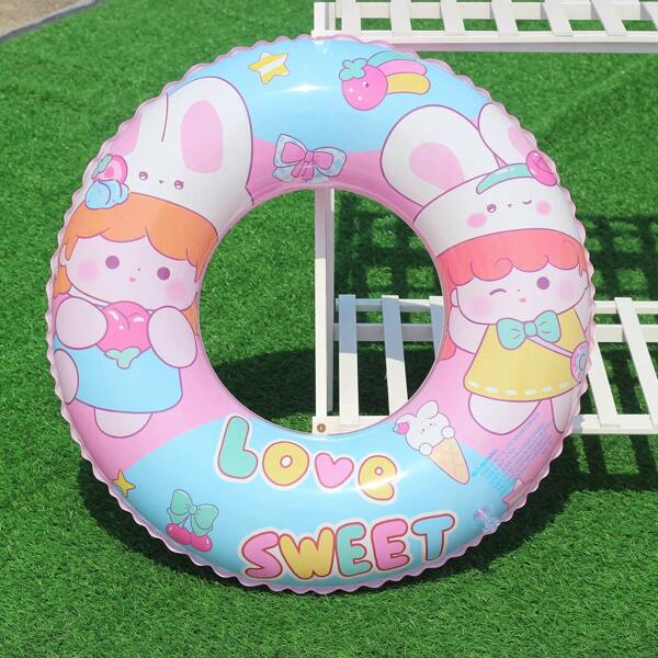 1pc Inflatable Cartoon Animal Printed Swimming Ring, Summer Beach Party Essential, Adding Fun To Swimming Experience!