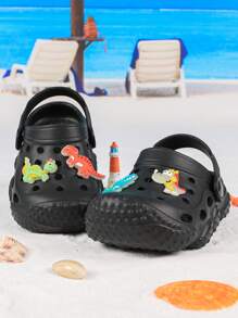Children's Summer Clogs, Luminous Flowers, Unisex - Black - View 3
