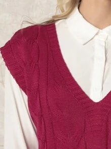 Women Knit Tops - 玫紅色 - 查看 3
