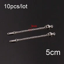 10pcs Stainless Steel Extension Chains Extended Tail Chains Lobster Clasps Connectors DIY Jewelry Making Findings Bracelet Necklace