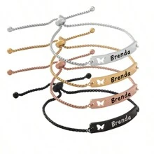 Black Hollow Butterfly Engraving Bracelet For Men And Women DIY Custom Engraving Bracelet Box Set Stainless Steel Bracelet High Quality Curved Brand Custom Bracelet