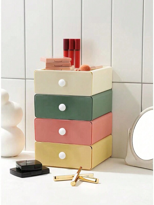 1 peça Caixa de Armazenamento de Gaveta de Mesa para Artigos de Papelaria e Joias de Maquiagem, Organizador de Mesa de Estudante, Empilhável (Somente da Caixa de Armazenamento, Outros Produtos Usados para Fotografar)