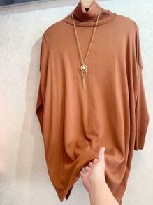 Plus Size Knit Tops - màu nâu - Xem 2