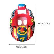 Swimming Pool Float, Cute Car Design Inflatable Summer Beach Floatie Boat Swim Tube Ring With Handles Seat Pool Lake Air Bed Floating Mattress Raft Lounge