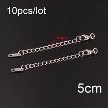 10pcs Stainless Steel Extension Chains Extended Tail Chains Lobster Clasps Connectors DIY Jewelry Making Findings Bracelet Necklace