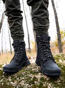 1 Pair Of High-cut Labor Protection Shoes For Men, Anti-smash And Anti-puncture Steel Simple Work Shoes, Breathable And Fashionable Toe Shoes, Comfortable, Lightweight, Wear-resistant, Non-slip, Durable Safety Shoes, Factory Site, Mine, Outdoor Exploration - Black - View 4