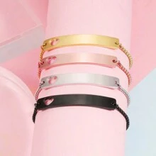 Red Gold 1Pc Hollow Butterfly Engraving Bracelet For Men And Women DIY Custom Engraving Bracelet Box Set Stainless Steel Bracelet High Quality Curved Brand Custom Bracelet - Rose Gold - View 4