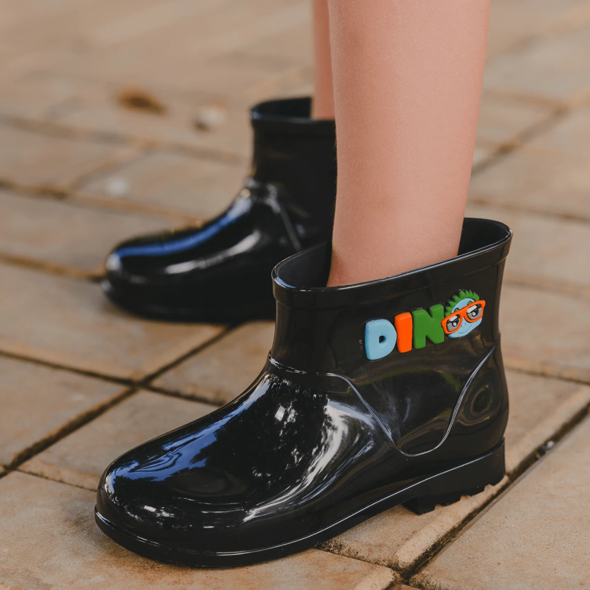 Kid's Rain Boots - 黑色 - 查看 1