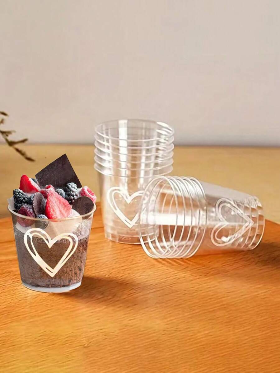 50/100 塑料心形食品容器、甜点、冰淇淋品尝容器、婚礼、派对甜点容器、万圣节或圣诞派对用， - 30ML - 查看 1