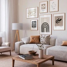 1 pieza Pintura impresa en lienzo, paloma blanca con patrón de flor de tinta, estilo minimalista moderno, beige/negro, arte de pared para la decoración de pasillo/corredor/dormitorio/sala de estar como fondo de sofá, sin marco, regalo perfecto, decoración del hogar, embalaje en tubo de PVC - Multicolor - Ver 1