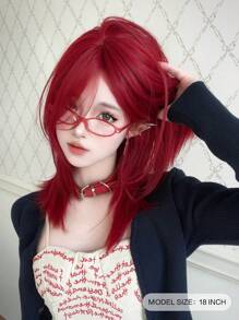 alicegarden Tóc giả tổng hợp dài 18 inch với kiểu tóc thẳng tự nhiên, màu đỏ rực rỡ. Thiết kế rẽ ngôi giữa, được làm từ sợi chịu nhiệt để đảm bảo độ bền. Bộ tóc giả này hoàn hảo cho sử dụng hàng ngày, lý tưởng cho các bữa tiệc, nhập vai và các buổi tụ họp, mang lại vẻ ngoài tự nhiên và chân thực. (Không bao gồm phụ kiện) - Đỏ - Xem 3