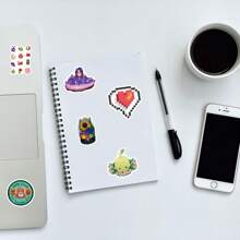 146 件/包可爱卡通美学星露谷农场游戏贴纸，自粘密封用品，适用于 DIY 剪贴簿笔记本卡片信封、儿童礼物和青少年派对装饰和激励奖励，星露谷，星露，贴纸 - 黑色 - 查看 8