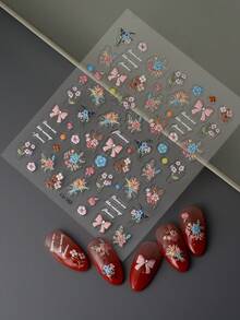 1pc New Technology 3D Crystal Rhinestone Bowknot Nail Sticker, Fresh Flowers Maternity Nail Art Accessory Nail Stickers DIY - Multicolor - View 5