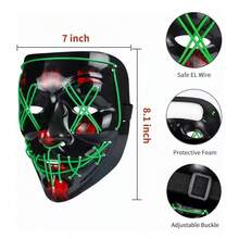 Máscara Luz Led La Purg Halloween Muerte Calavera Con 4modos- 3 pz - Verde - Ver 2