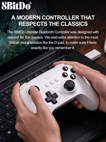 Bộ điều khiển chuyển đổi 8Bitdo có đế sạc Tay cầm chơi game PC tối ưu Cần điều khiển không dây với cảm biến hiệu ứng Hall Tương thích với Switch PC Windows 10 11 Steam Deck, Bảng điều khiển trò chơi Wireless Pro Controle, Blue-Tooth, Bộ chuyển đổi 2.4g hoặc kết nối có dây, Pin 1000mAh 22 giờ chơi, 2- Thời gian sạc 3 giờ, Rung 2 nút mái chèo Pro Nút chuyển đổi cấu hình tùy chỉnh, 3 cấu hình, bật phần mềm tối ưu trên PC và thiết bị di động Android/IOS Chỉ báo trình phát, Màu đen - màu đen - Xem 5