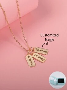 Customized Personalized Name Layered Round-Corner Rectangular Necklace, Mother's Day, Valentine's Day, Birthday, Anniversary, Christmas, High-End Gift For Friends, Classmates, Graduation