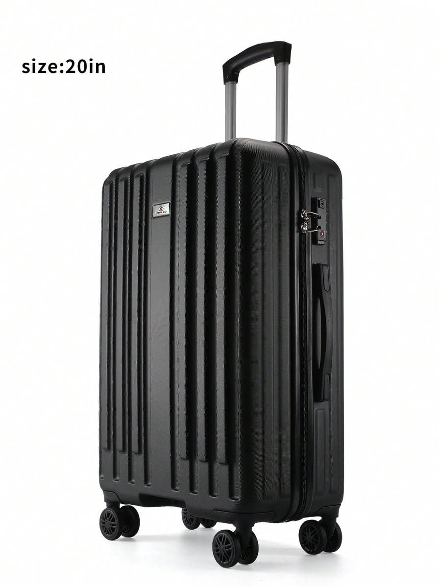 1入拉鍊式行李箱，萬向輪推車箱，TSA密碼錠，大容量旅行箱手提行李箱旅行，學校假日度蜜月假學習海外畢業假等旅行必備物品，男女生情侶理想禮物選擇，旅行配件 - 黑色 - 查看 1