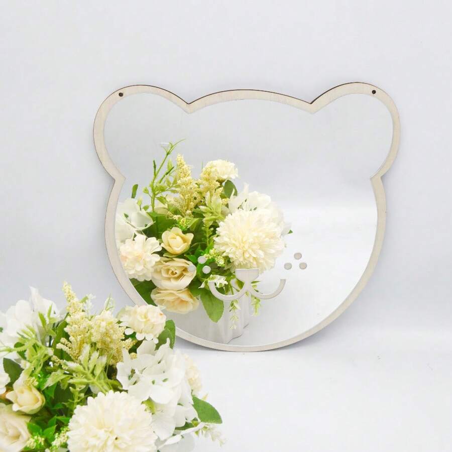 1pc Cartoon DIY Wood Mirror, Acrylic Wooden Crafts For Baby Room