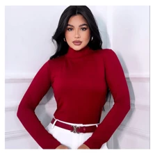 Blusa Feminina Meia Estação Manga longa Gola Alta Inverno 2024
