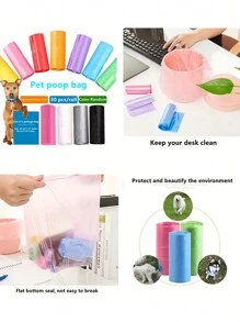 Four Roll Car Trash Bags (60 Pcs), Premium Mini & Small Trash Bags, Waterproof Litter Garbage Bag Organizer, Suitable For Car & Desktop Trash Cans Thickened Plastic Bag - Pink - View 4