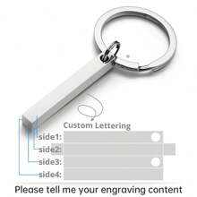 Llavero personalizado, llaveros personalizados, barra 3D, llaveros de acero inoxidable, texto grabado en 4 lados, nombre, fecha, logotipo, llavero personalizado, anillos, regalo de amor
