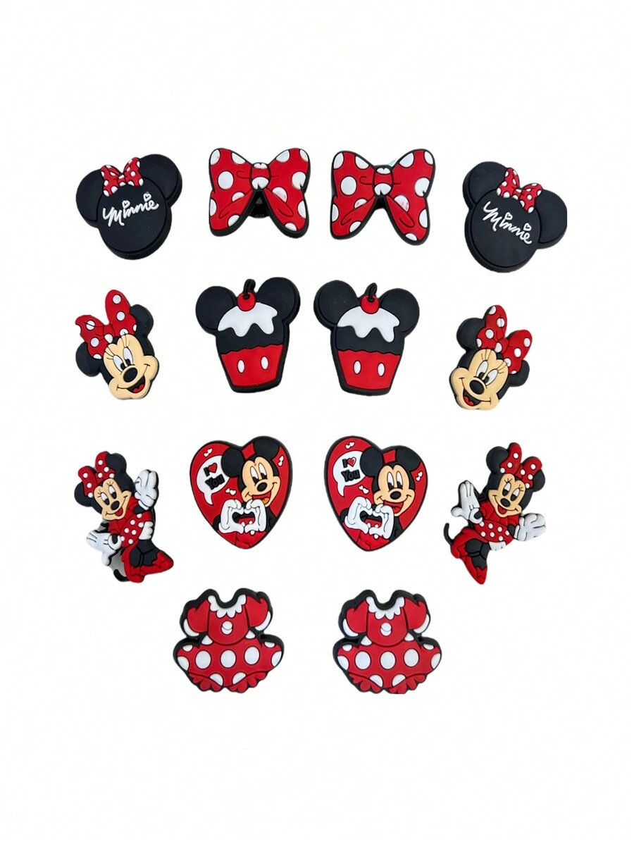 14 件装人物鞋饰配件饰品，适用于木屐泡泡拖鞋凉鞋，生日圣诞派对礼物 - 黑色 - 查看 1