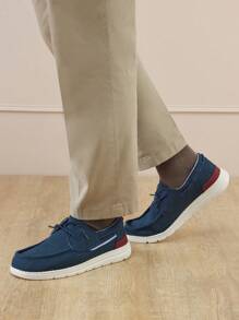 Men's Lace-Up Design Casual Loafers Breathable Lightweight Non-Slip Casual Shoes