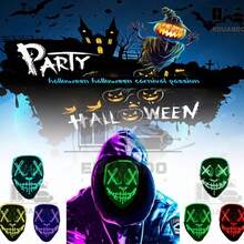 Máscara Luz Led La Purg Halloween Muerte Calavera Con 4modos- 3 pz - Verde - Ver 9