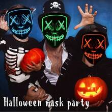 Máscara Luz Led La Purg Halloween Muerte Calavera Con 4modos- 3 pz - Verde - Ver 8