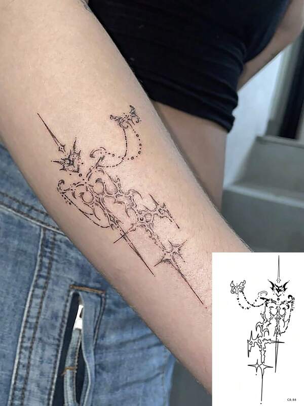1 pieza Tatuaje temporal lavable, diseño de cadena de arte de PVC, resistente al agua y antisudor, adecuado para personas con estilo para uso diario,tatuajes maquina para tatuar tatuajes falsos