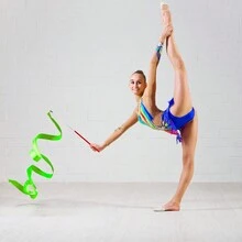 Cinta gimnástica con brillo, cinta larga para girar la batuta con corrientes de cinta, gimnasia rítmica para niños, entrenamiento de danza artística y favores para fiestas con varita de bailarina de cinta. - Multicolor - Ver 8