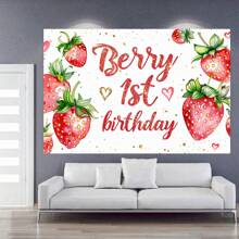 5*3 英尺 Berry 1 岁生日背景、草莓 1 岁生日背景、One Birthday 摄影工作室道具背景、Berry 1 岁生日派对装饰、Berry 1 岁生日、圣诞节 - 黑色 - 查看 3