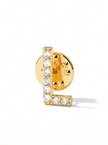 1 PIEZA Broche de oro vintage con inicial de circonita para traje, camisa, cuello de mujer u hombre, de la letra A a la Z, broche de solapa con strass para suéter, abrigo, nombre, joya estética para boda, regalo (sin caja de regalo) - Amarillo Oro - Ver 24