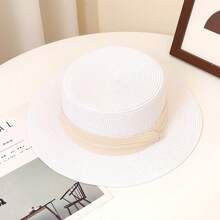 2024年新款男女通用平頂遮陽帽，歐美風格，可折疊草帽，防曬，保護通用禮物帽，帶有英國風格設計