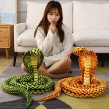 1只可愛柔軟的毛絨蛇玩具（逼真眼鏡蛇/蟒蛇），有趣整蠱軟絨毛填充動物娃娃 - 彩色 - 查看 6