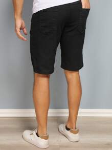 Men Denim Shorts - 黑色 - 查看 8