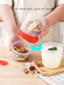 1Pc Breakfast Cups, Yogurt Cups With LIDS And Spoons, Reusable Resealable Cups For Oats, Oatmeal, Granola, Fruit Snacks And Meal Preparation - Multicolor - View 3